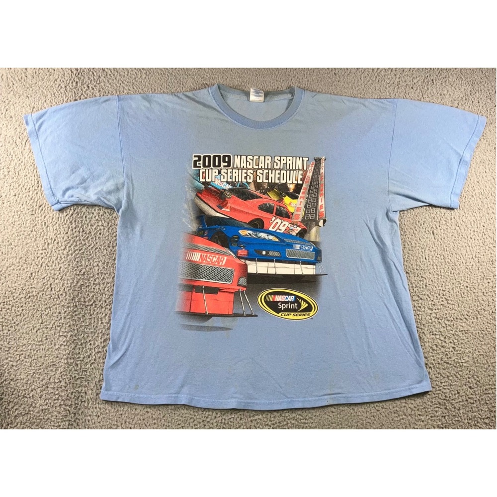 NASCAR T-Shirt Men 2XL 2009 Sprint Cup Series Light Blue Thrashed Graphic Tee